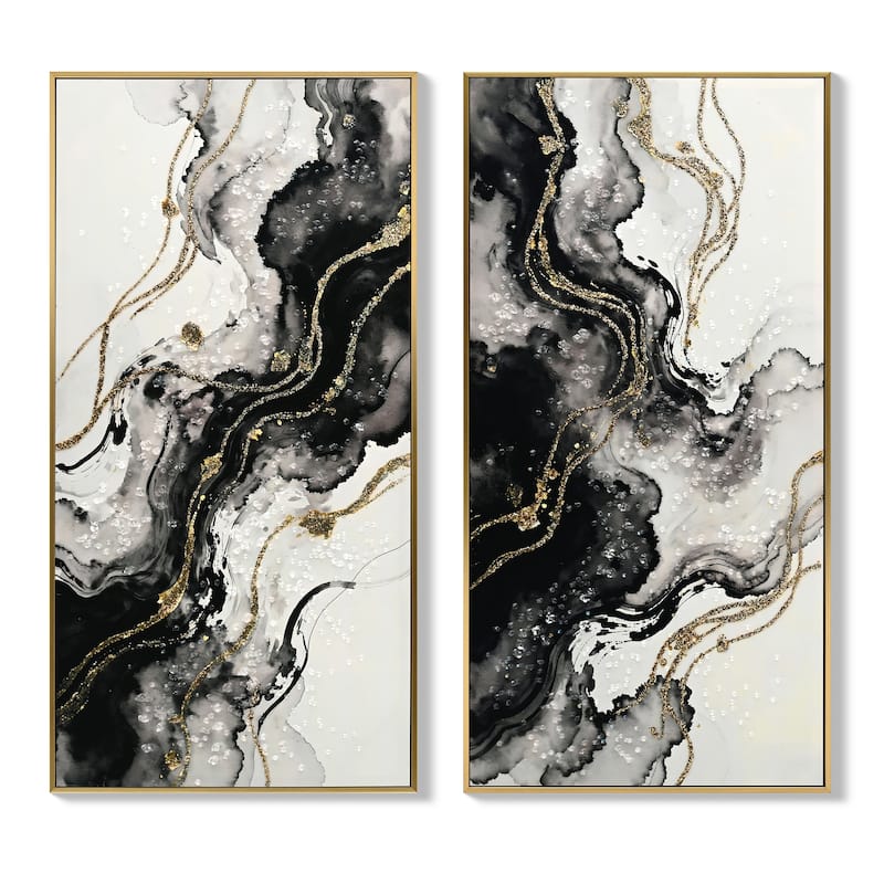 Large Framed Abstract Wall Art, Set of 2 Minimalist Canvas Prints Paintings Artwork for Walls Hallway Office