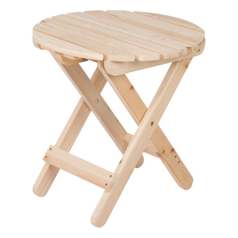 Remedy 19" Assembled Cedar Wood Round Collapsible Folding Table