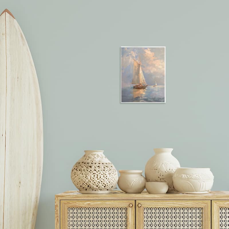 Stupell Maritime Ship on Cloudy Sea Wall Plaque Art Design By Arlington Prints