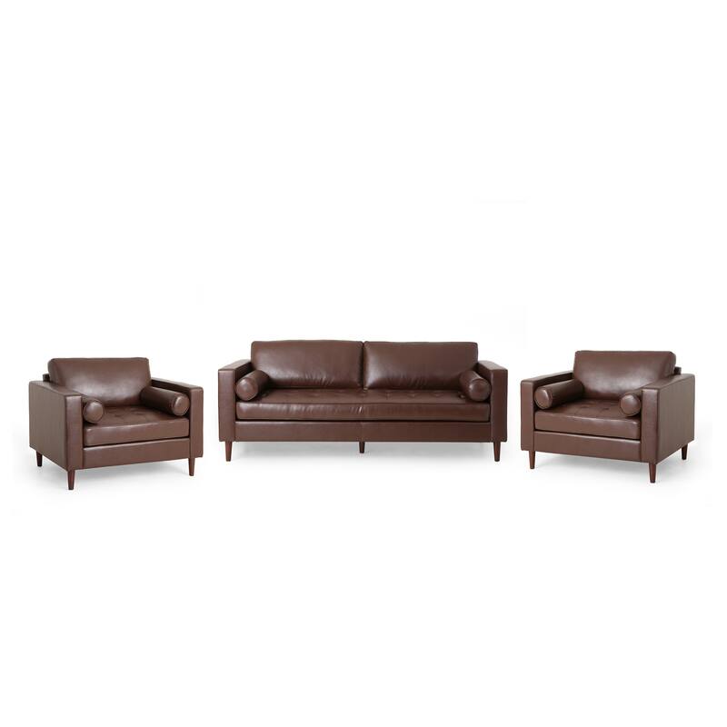 Malinta Faux Leather 3 Seater Sofa and Club Chair Set by Christopher Knight Home