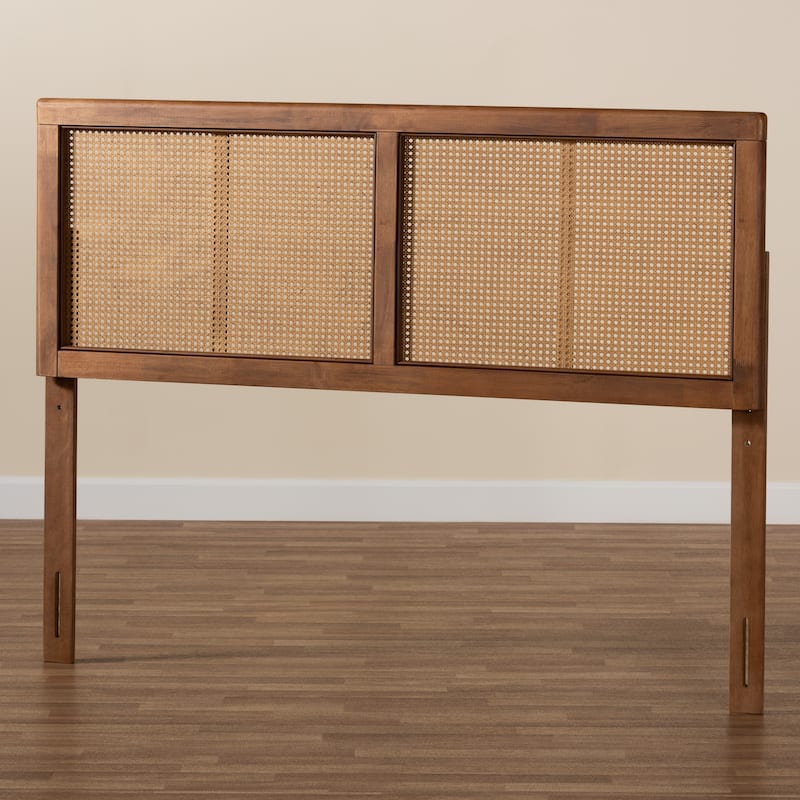 Gilbert Ash Walnut Wood and Synthetic Rattan Headboard