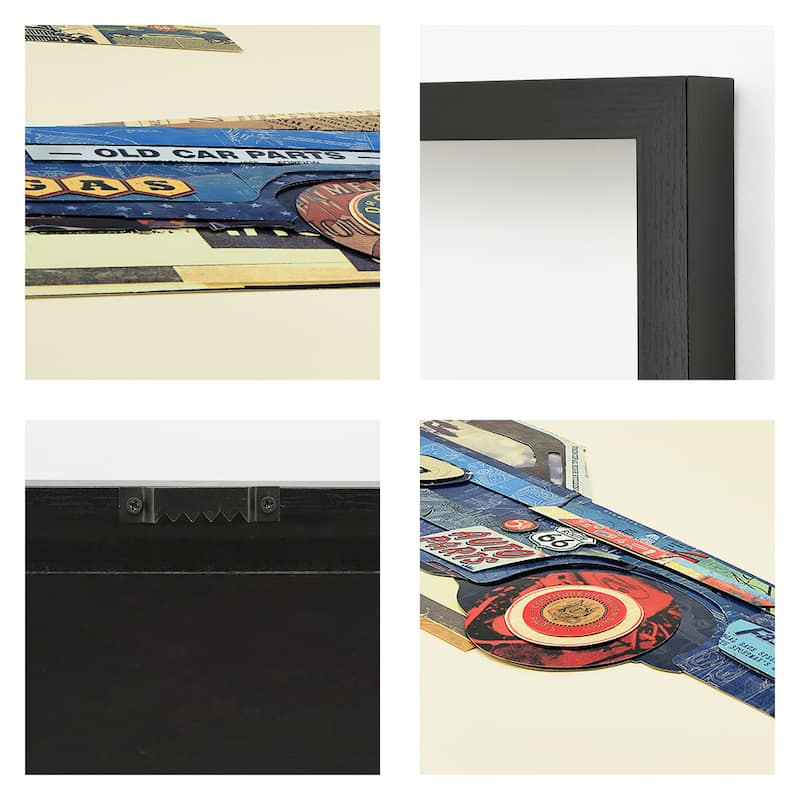 "Muscle Blue Car" Dimensional Collage Framed Graphic Glass Wall Art
