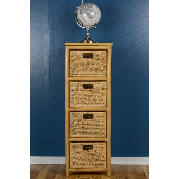 Shop Open Sided Bamboo Storage Cabinet W 4 Hyacinth Baskets