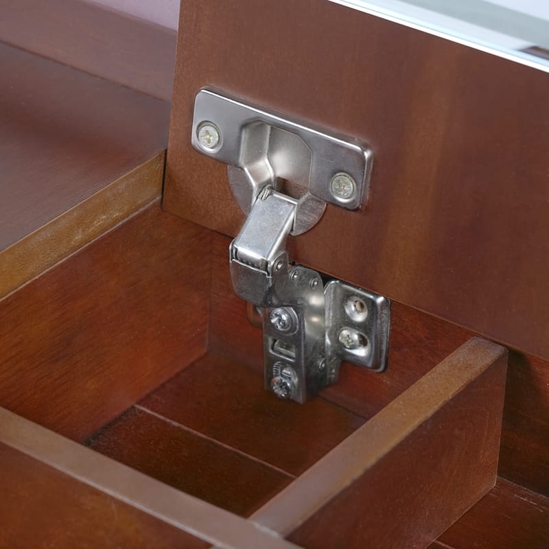 3-in-1 Makeup Vanity Desk with Stool, Flip-Top Mirror, Adjustable 3 Colors Lighting & Retractable Side Cabinet