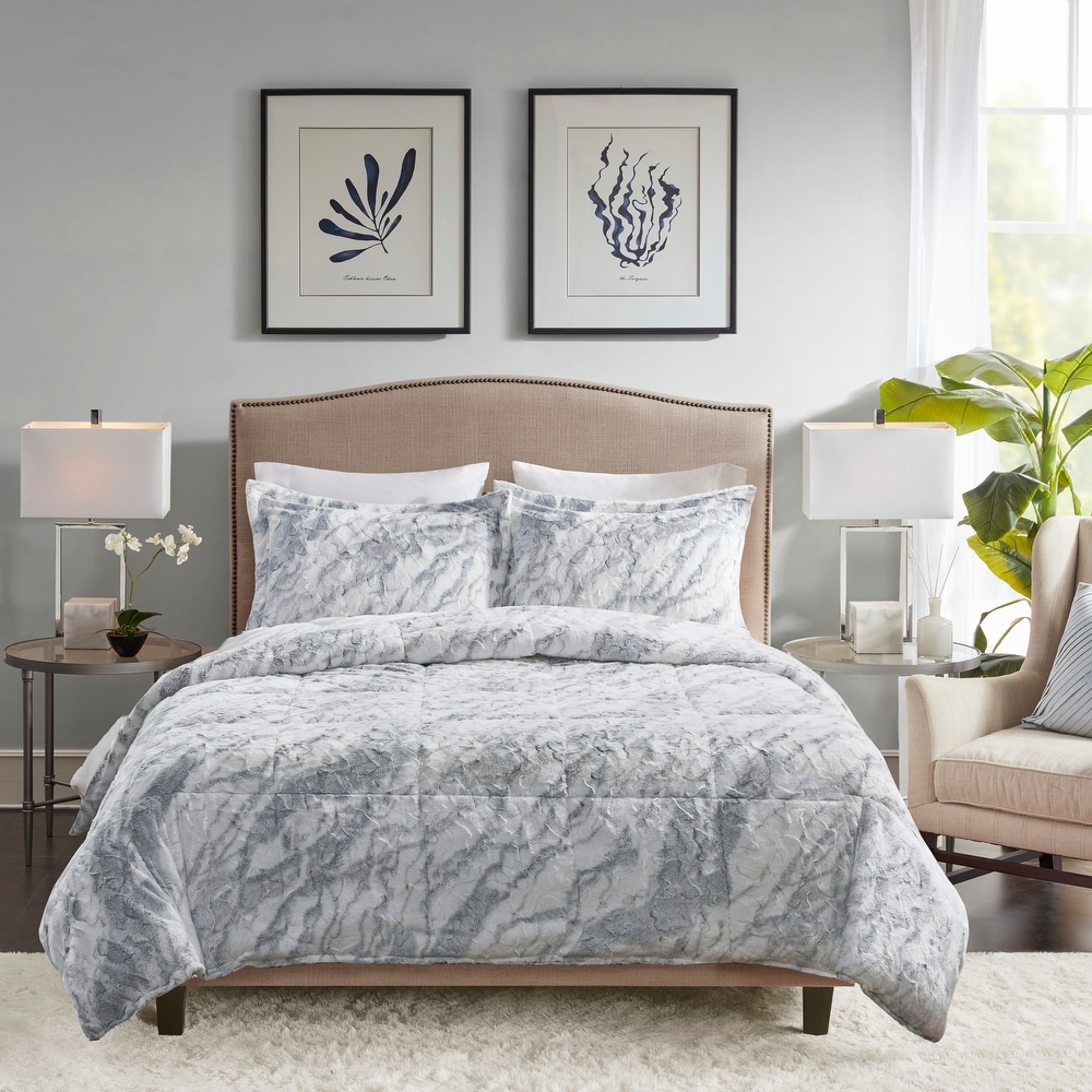 Twin Details about   Madison Park Nova Luxury Soft Mohair Reverse Faux Mink Comforter Set Grey 