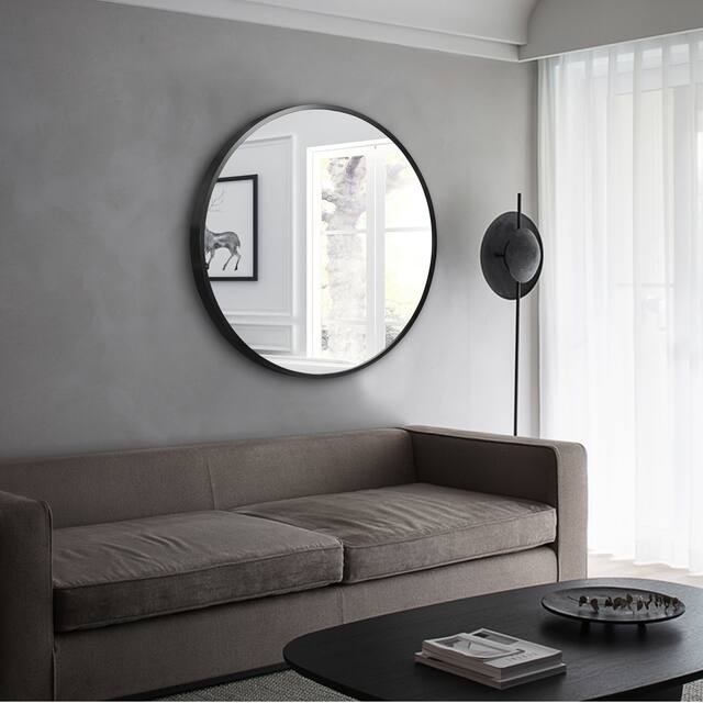 Neutypechic Modern Thin Frame Wall-Mounted Vanity Round Mirror