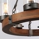 preview thumbnail 23 of 24, Farmhouse 6-Light Wagon Wheel Wood Chandelier with Seeded Glass Shade for Dining Living Room