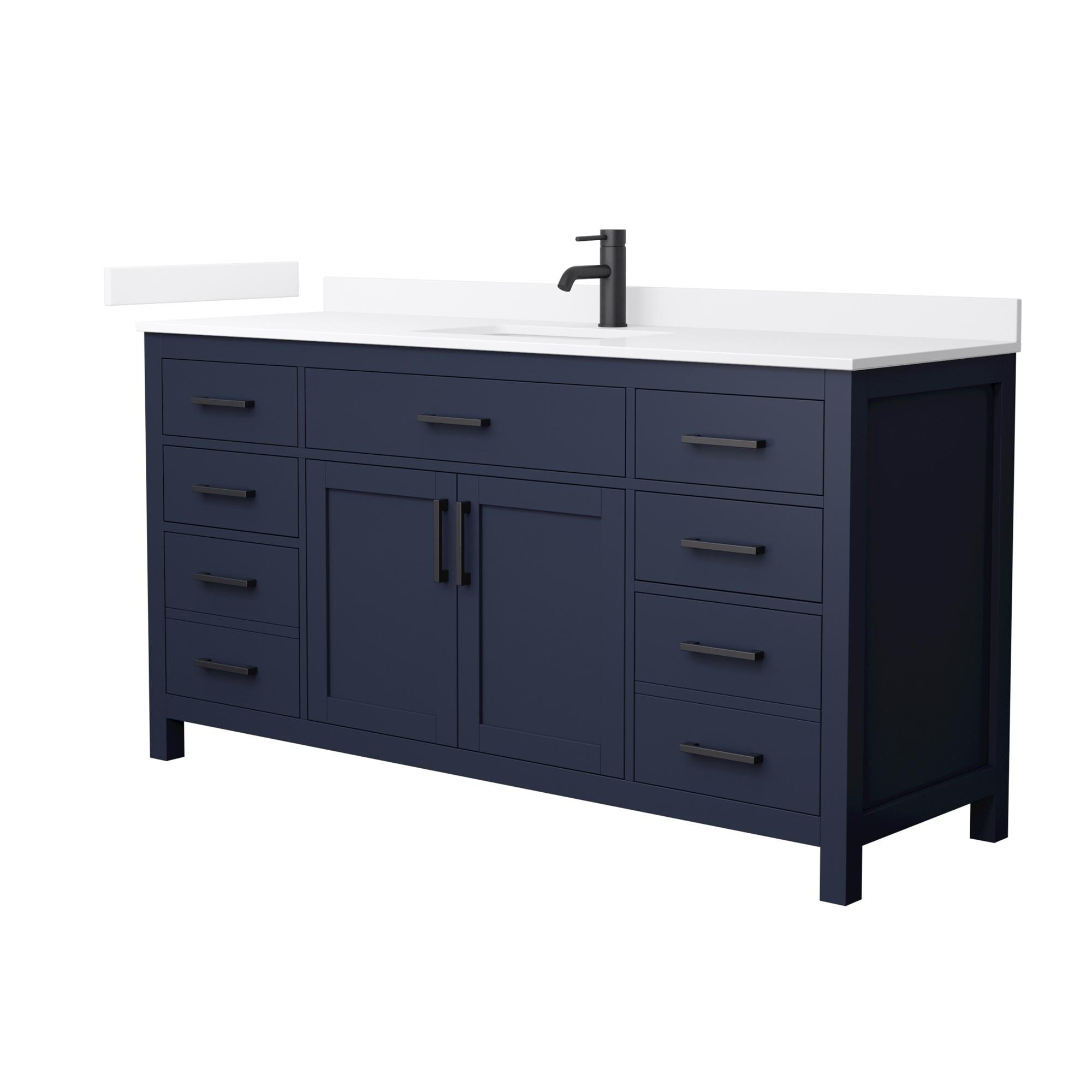 Wyndham Collection Beckett 66-inch Single Vanity, Quartz Top