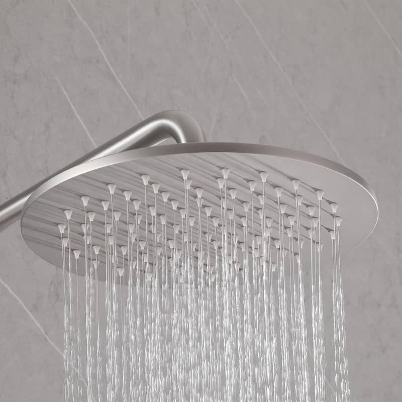 48"H Solid Brass Outdoor 10 Inch Round Rain Shower Set with Dual Cross Handle