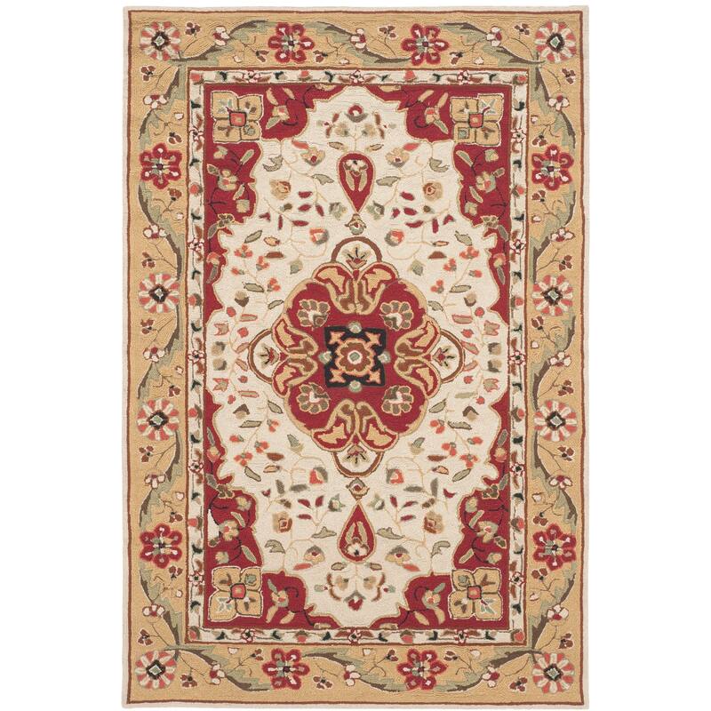 SAFAVIEH Handmade Easy Care Slavina Oriental Rug - 3' x 5' - Creme/Red