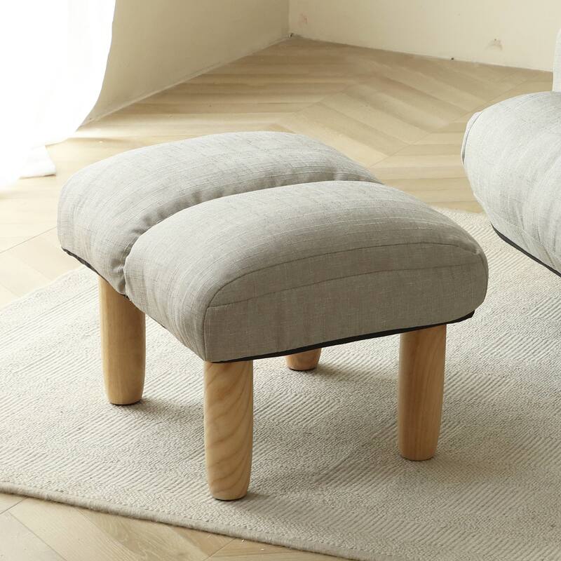 Gray 20.47" Backless Upholstered Stools with Wood Legs