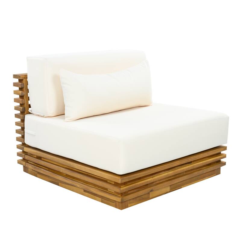 Christopher Knight Home - Solvane Outdoor Solid Wood Conversation Set with Cushions and Side Table