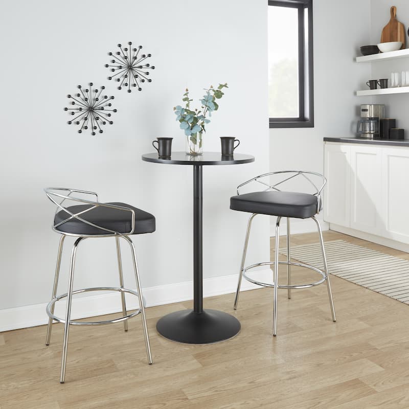 Silver Orchid Charlotte Glam 26" Fixed-Height Counter Stool (Set of 2)