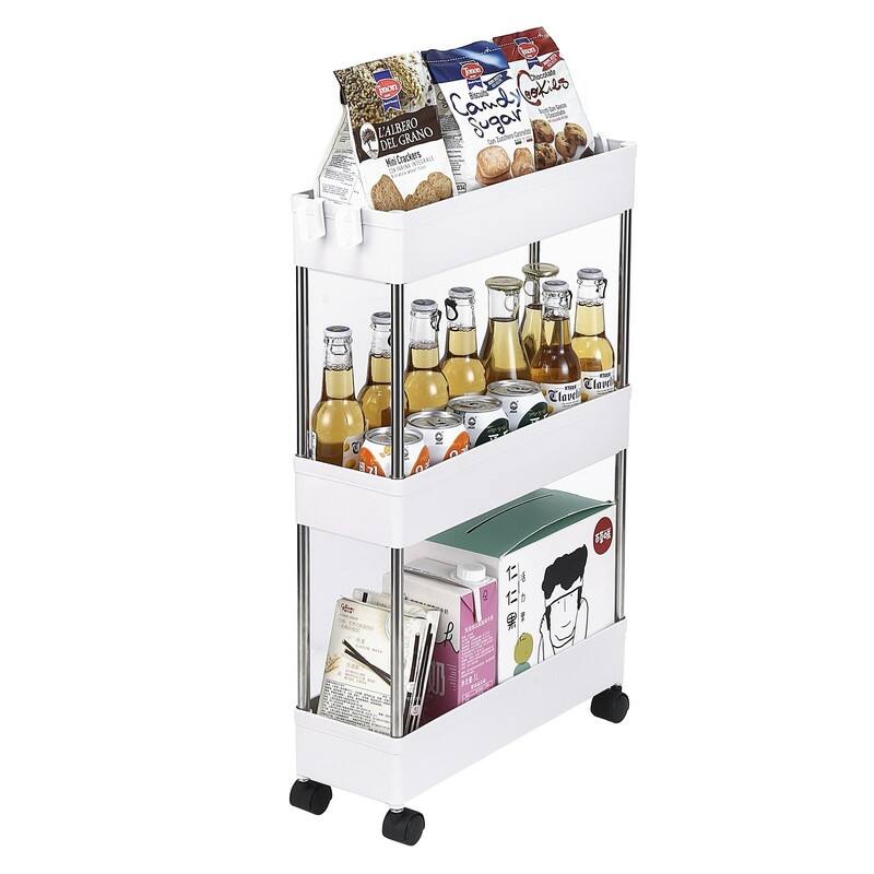 3-Layer Ultra-thin Mobile Multi-Functional Slim Storage Cart Storage Cabinet