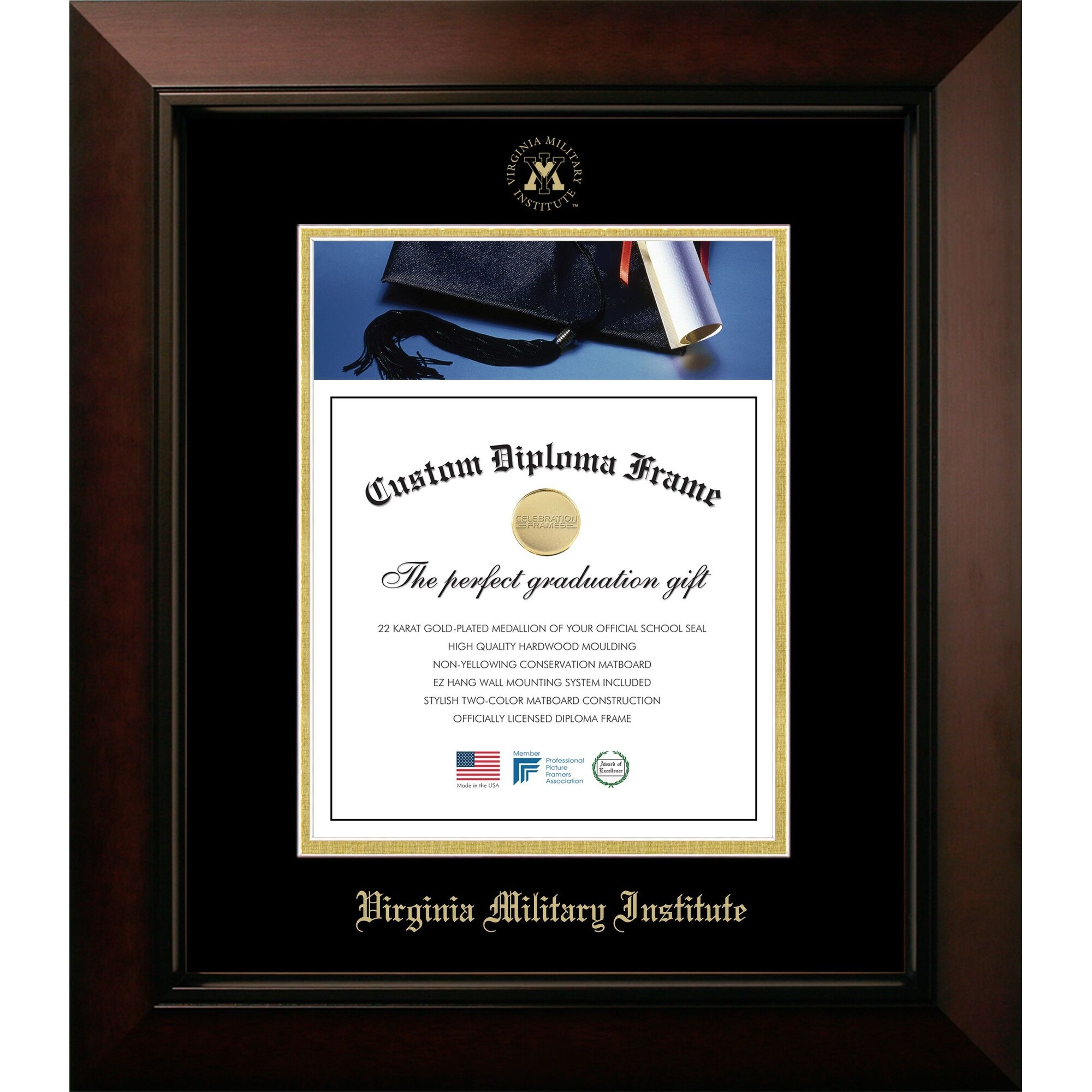 Picture Frame Mat 9A Blue With Gold Liner 11x14 for 8.5x11 Diploma Custom  Color 