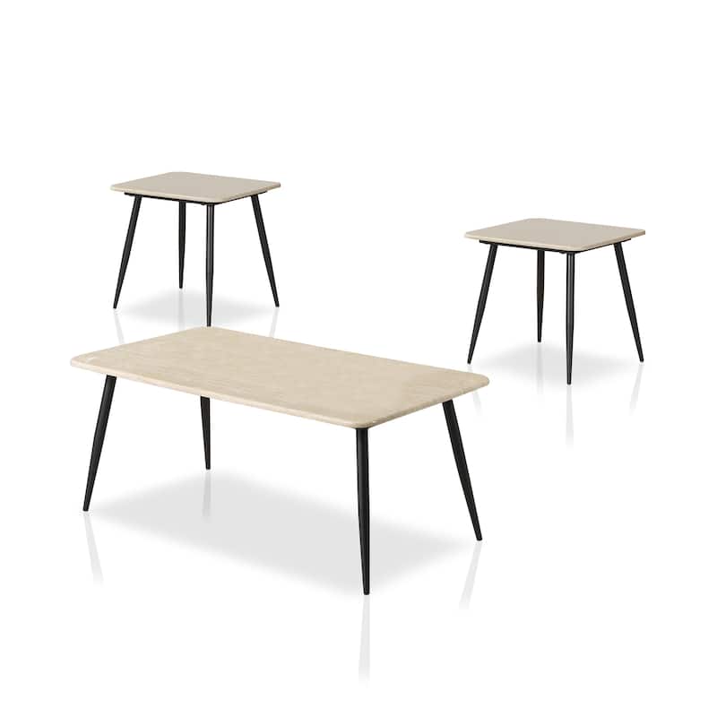 Maisha Mid-Century Modern 44-inch Steel 3-Piece Coffee Table Set by Furniture of America - Natural