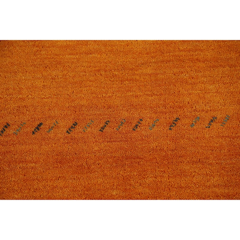 Orange Tribal Gabbeh Indian Rug Handmade Modern Wool Carpet - 4'2" x 5'7"