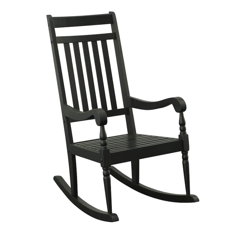 Wooden Slat Outdoor Patio Rocker Chair - 45" - Black