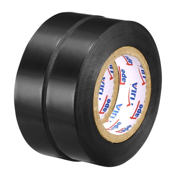PVC Electrical Insulating Tape Single Sided 21/32" Width 49ft 6mil Black 2pcs - 6 mil Thick, Black