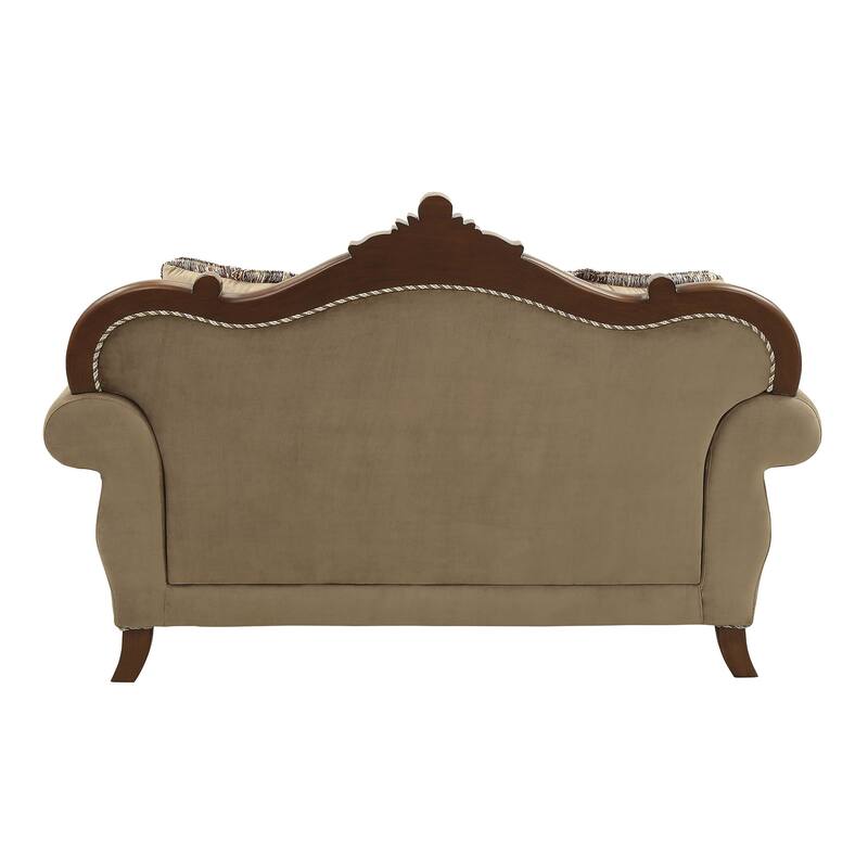 Leith Beige and Walnut Loveseat with Queen Leg