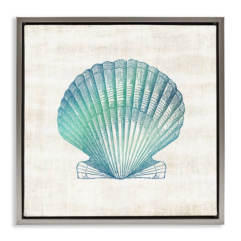 Stupell Gradient Clam Seashell Framed Floater Canvas Wall Art Design By Susan Arnot - 18 x 18 - Grey