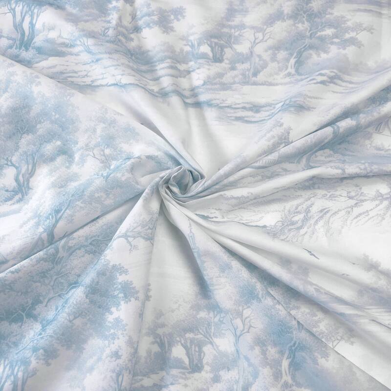 6ix Tailors Rustic Cabin Toile Cornflower Pole Top Drapery Panels Set of 2