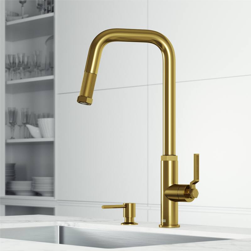 VIGO Hart Angular 18" H Single Handle Pull-Down Kitchen Faucet