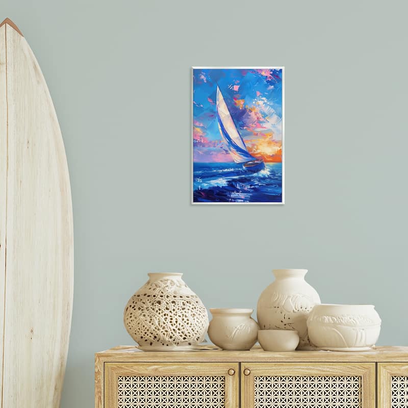 Stupell Abstract Boat at Sunset Wall Plaque Art Design By LSR Design Studio