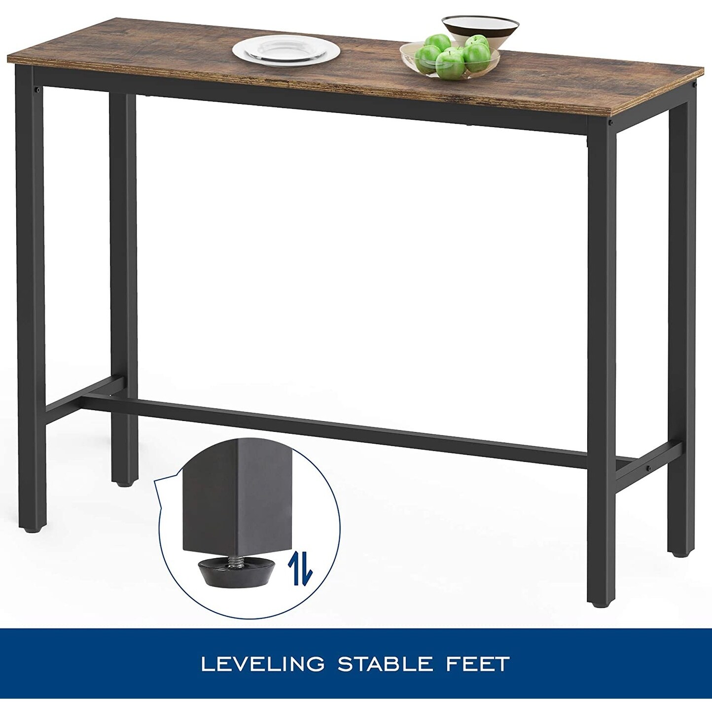 Industrial Bar Table Vintage Kitchen Breakfast Rustic Metal Narrow Tall Dining