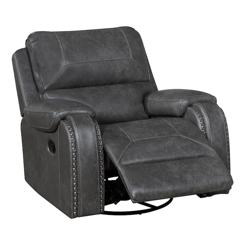 Ashton 40.5" Faux Leather Swivel Glider Recliner - 360-Degree Swivel
