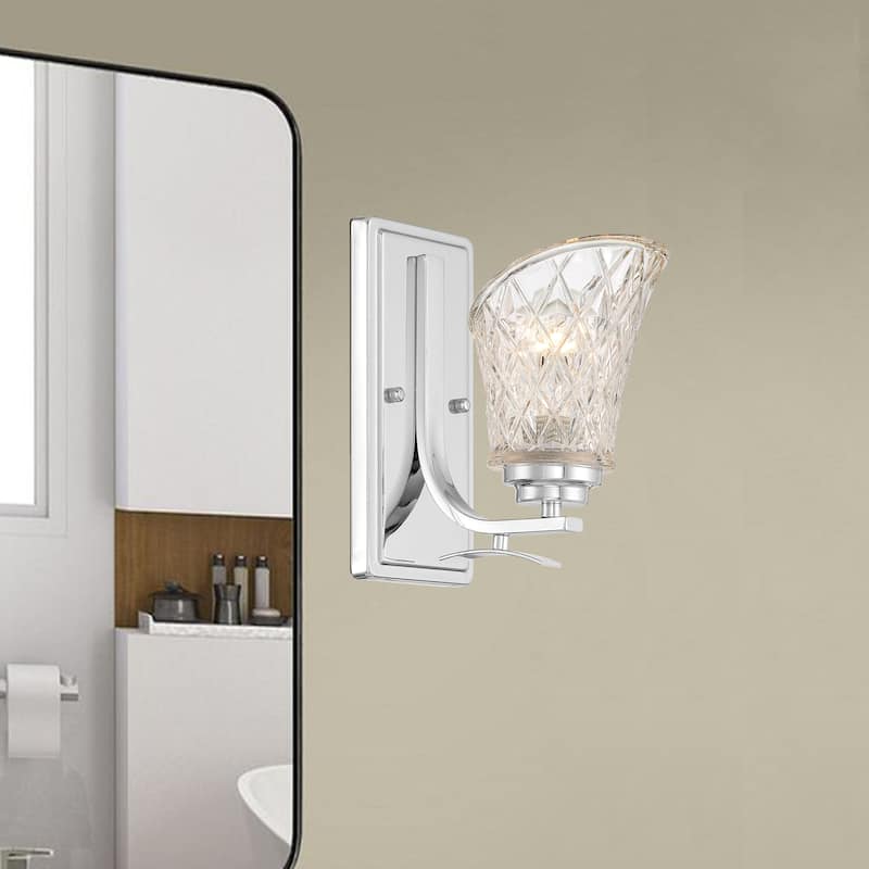 1 - Light Dimmable Chrome Armed Sconce - W5.47"xD8.27"xH10.04"