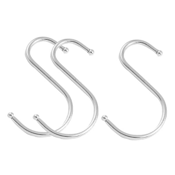 3 Pcs Household Utility Hardware Metal S Shape Hooks Hanger - Silver Tone - 2 x 3.2 (W*H)