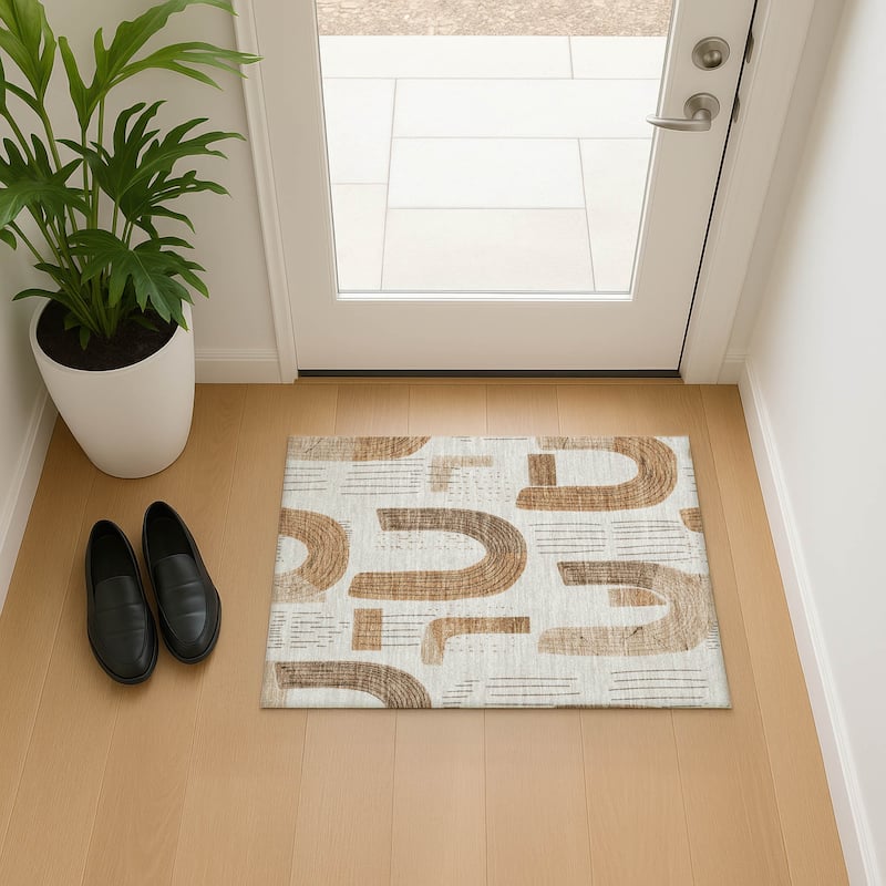 Premium Washable Super Soft Contemporary Mayfield Rug - Ivory - 1'8" x 2'6"