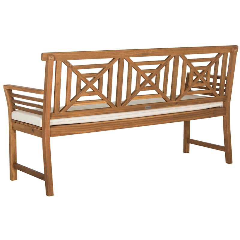 SAFAVIEH Outdoor Vessela Mar 3-Seat Bench with Cushion - 22Wx63Dx34H