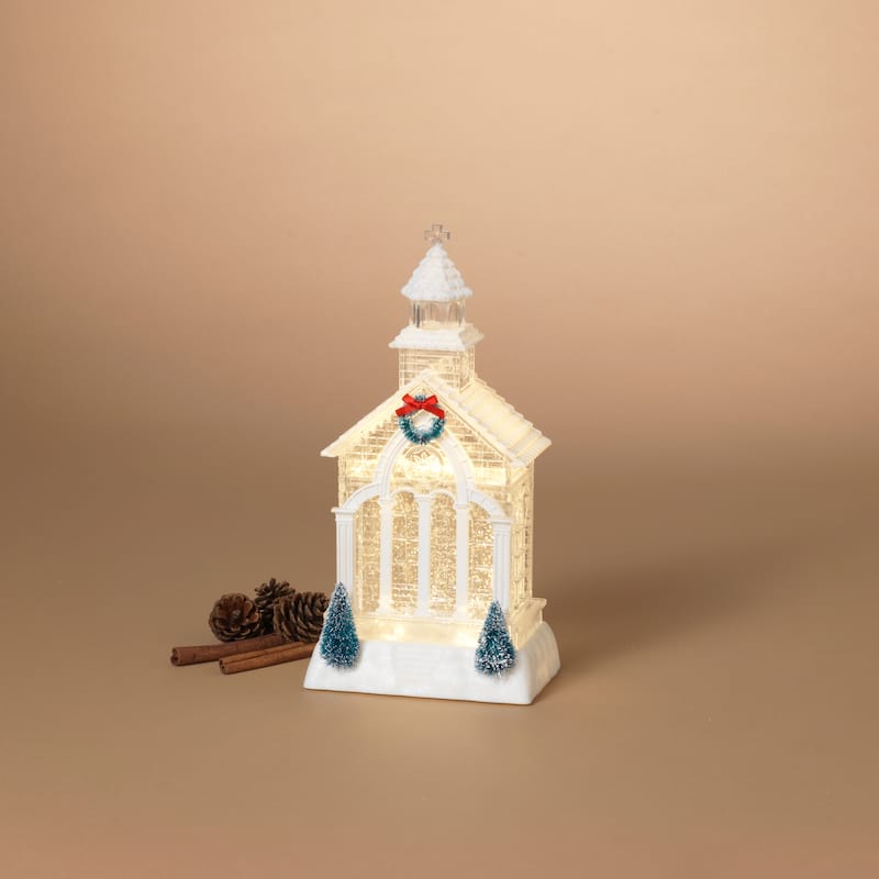 11.4 in Lighted Church Spinning Water Globe