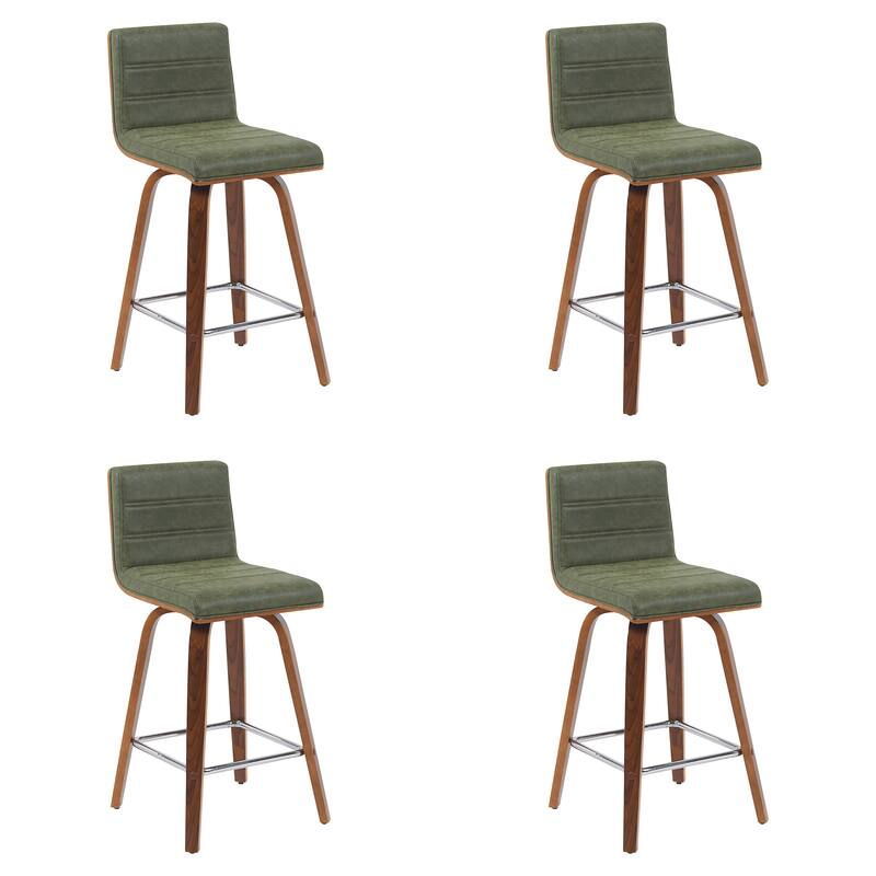 Skara Mid-Century Swivel Counter Stool, Upholstered Counter Height Chair with Bentwood Legs