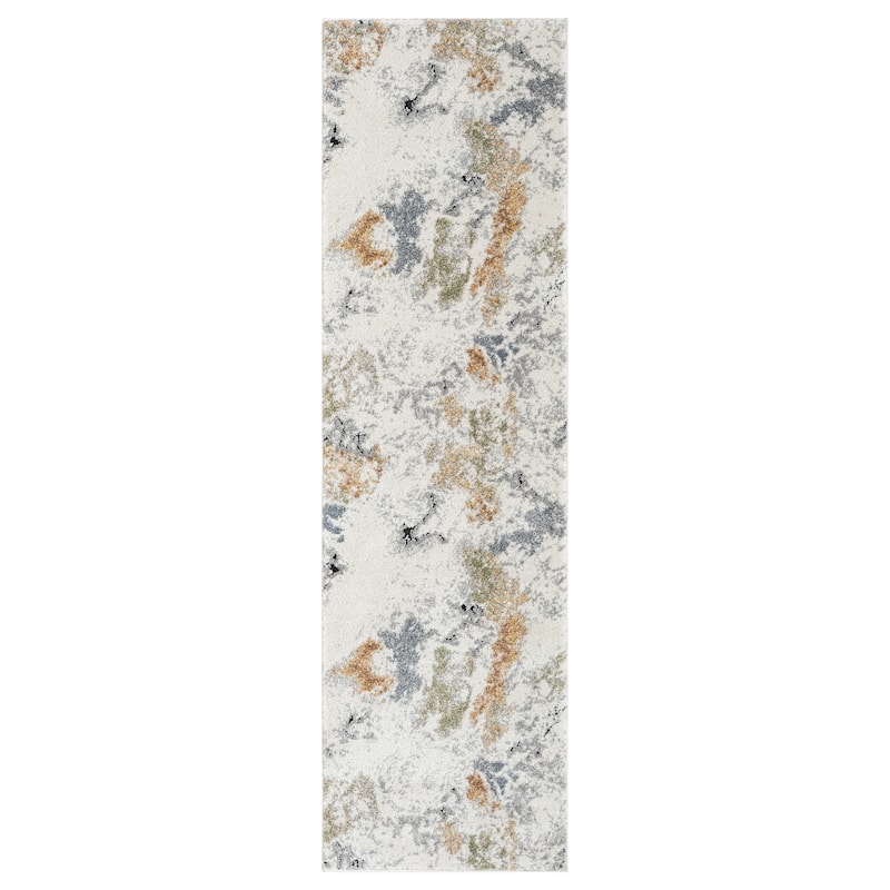 Paris Collection Abstract Cream/Lighte Grey Rug - 2'1 x 7'4