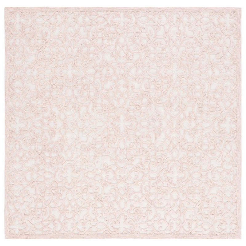 SAFAVIEH Handmade Trace Racheal Modern Wool Rug - 6' Square - Ivory/Pink