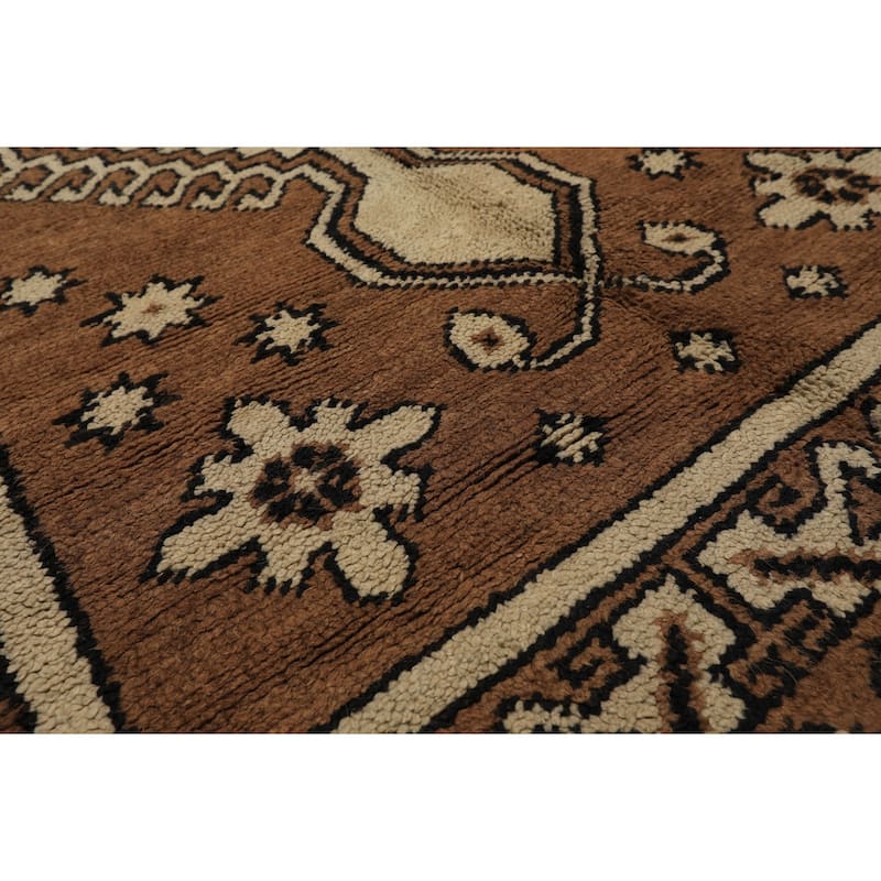 6'9''x9'6'' Hand Knotted Wool Mocha Traditional Vintage Area Rug - 6' 9'' x 9' 6''