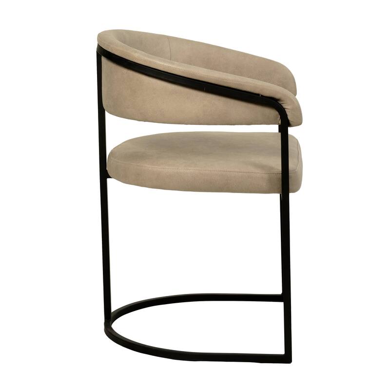 LeisureMod Set of 2 Aero Upholstered in Leather Dining Chair in Iron Accent Armchair in Polyester for Home & Kitchen