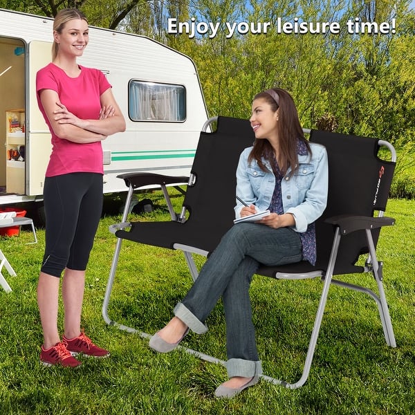 Shop Costway 2 Person Folding Camping Bench Portable Loveseat