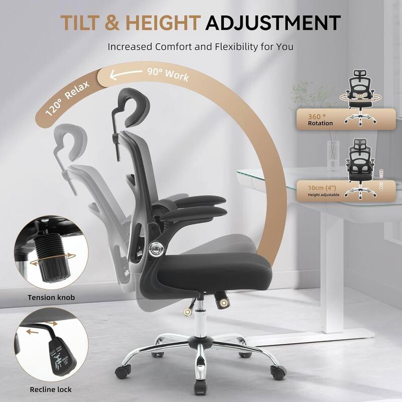 Ergonomic Desk Office Chair, High-Back Computer Gaming Chair for Home, Office, Gaming