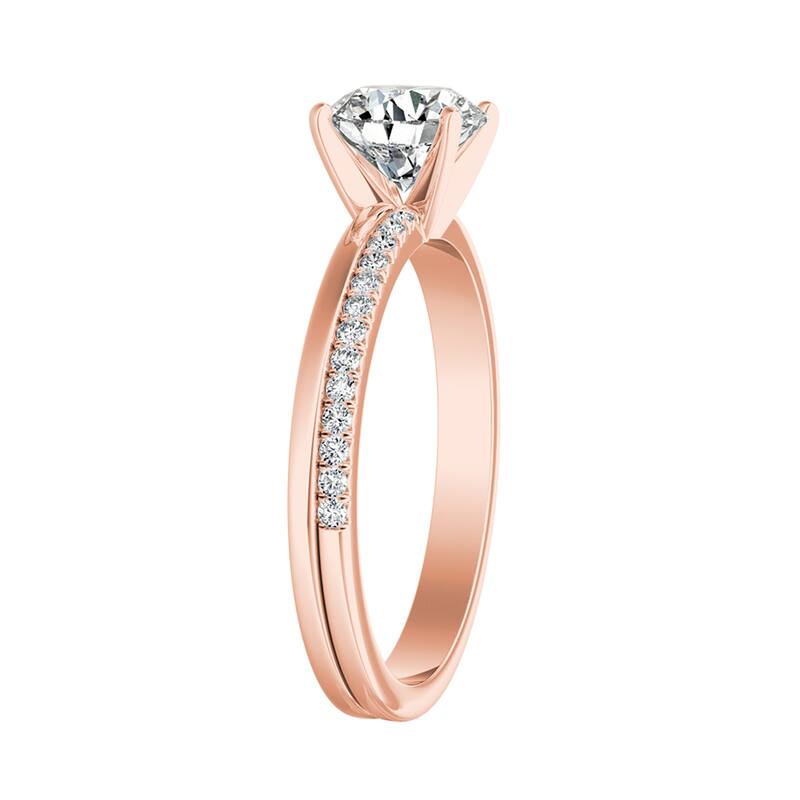 Auriya 1ct Cushion-cut Moissanite and Diamond Engagement Ring 14k Gold 0.12ct TDW