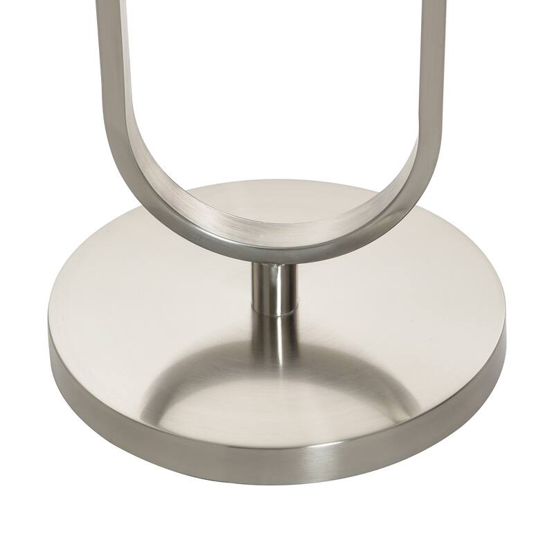 StyleCraft Sutton Floor Lamp with Glass Table - Brushed Nickel - Whit Shade