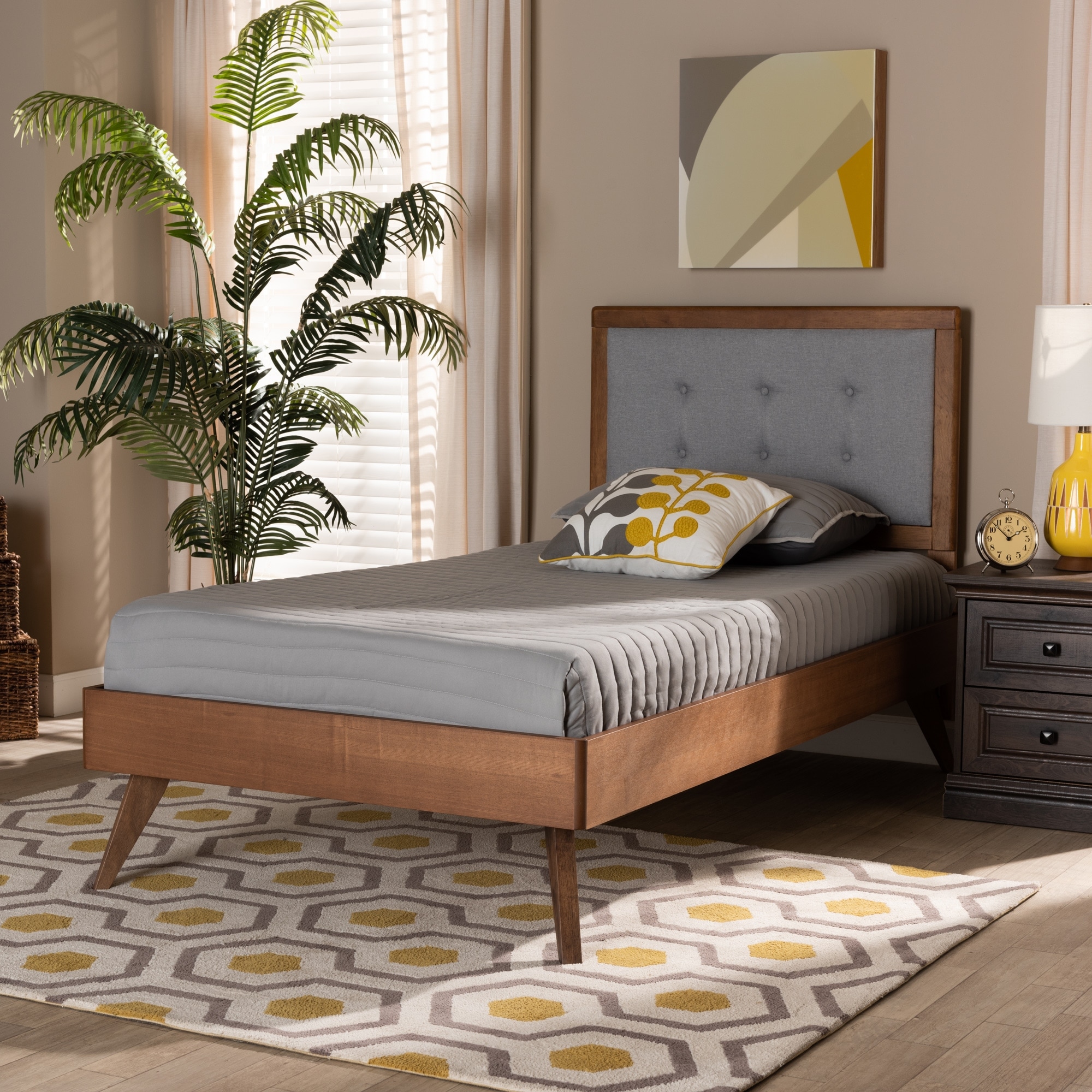 Modern twin outlet platform bed