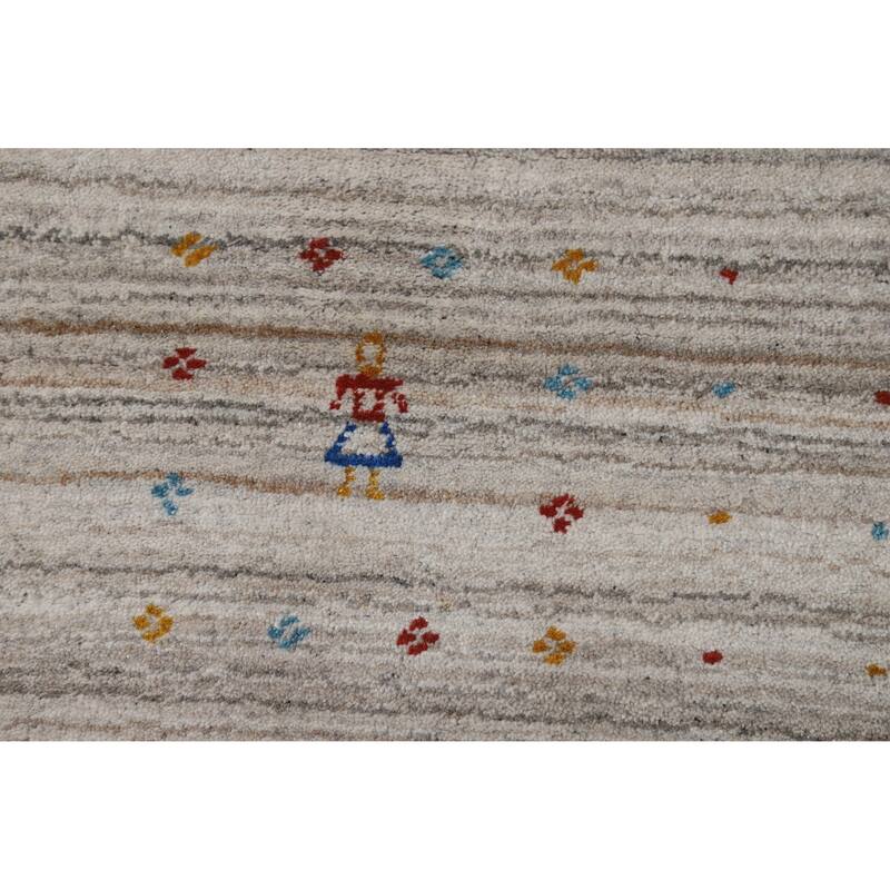 Little Animals Gabbeh Oriental Area Rug Hand-Knotted Wool Carpet - 8'0" x 9'8"