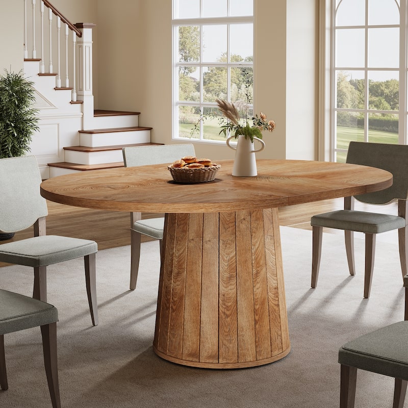 Rustic 55" Wood Dining Table Seats for 4-6 People, Kitchen Table for Dinning Room and Kitchen