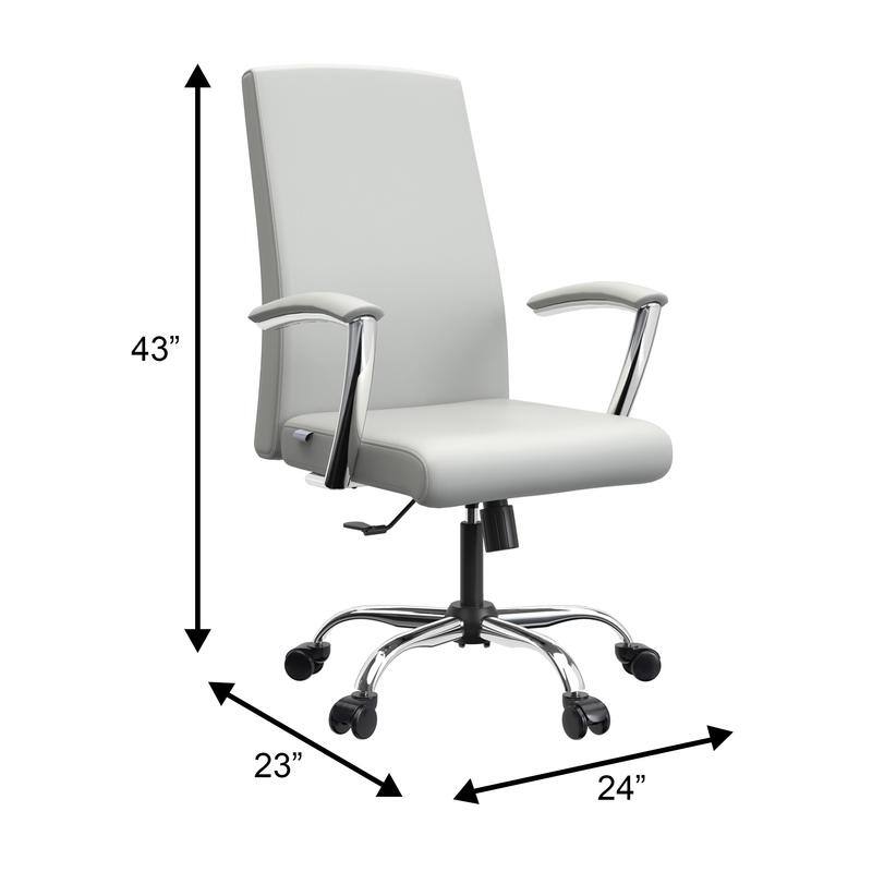 Evander Ergonomic Leather Office Desk Chair with Aluminum Frame, Foam Cushion, Fixed Armrests, 360° Swivel & Quick Assembly
