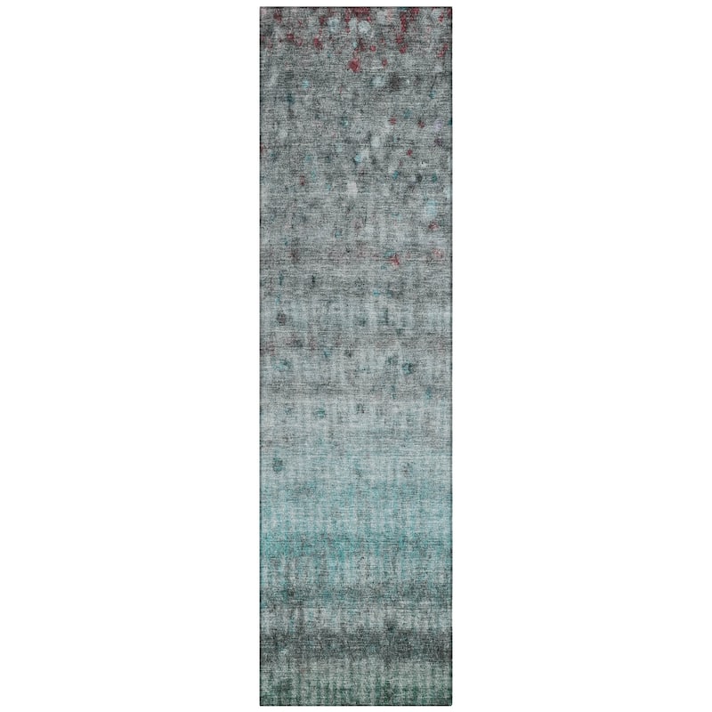 Machine Washable Indoor/ Outdoor Ombre Stripes Chantille Rug
