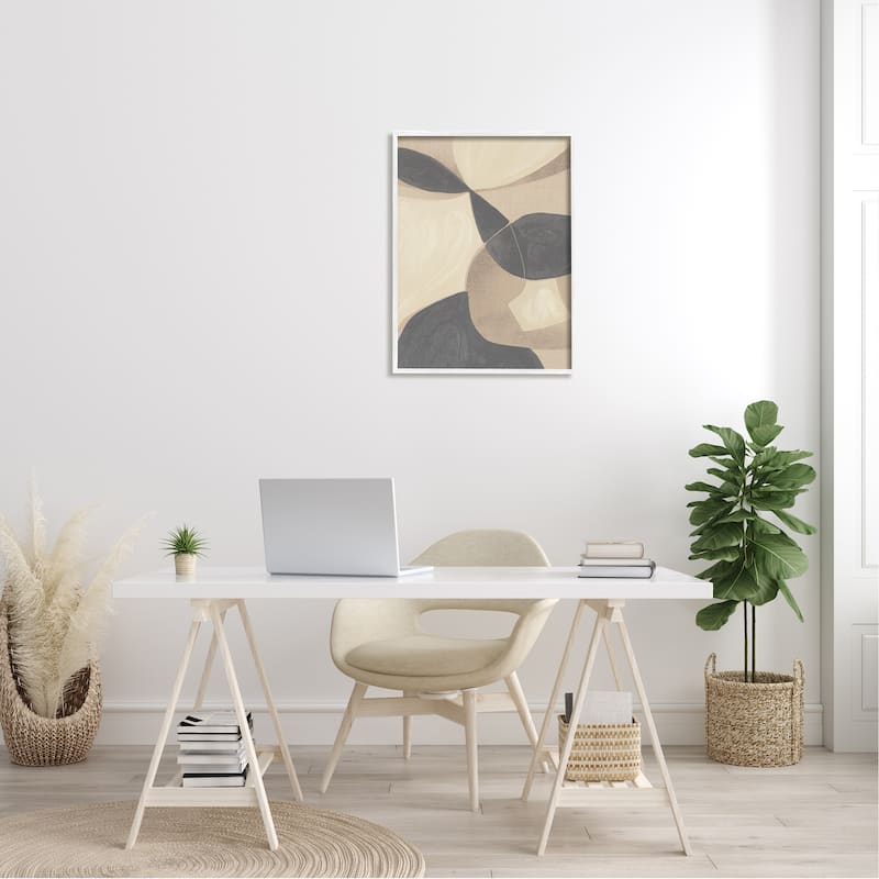 Stupell Modern Beige Boho Abstract Overlapping Shapes Framed Wall Art